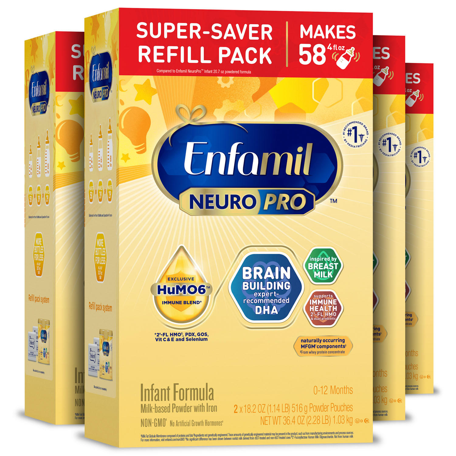 Enfamil NeuroPro Infant Formula, Milk-Based Powder with Iron (36.4 oz., 4 pk.)