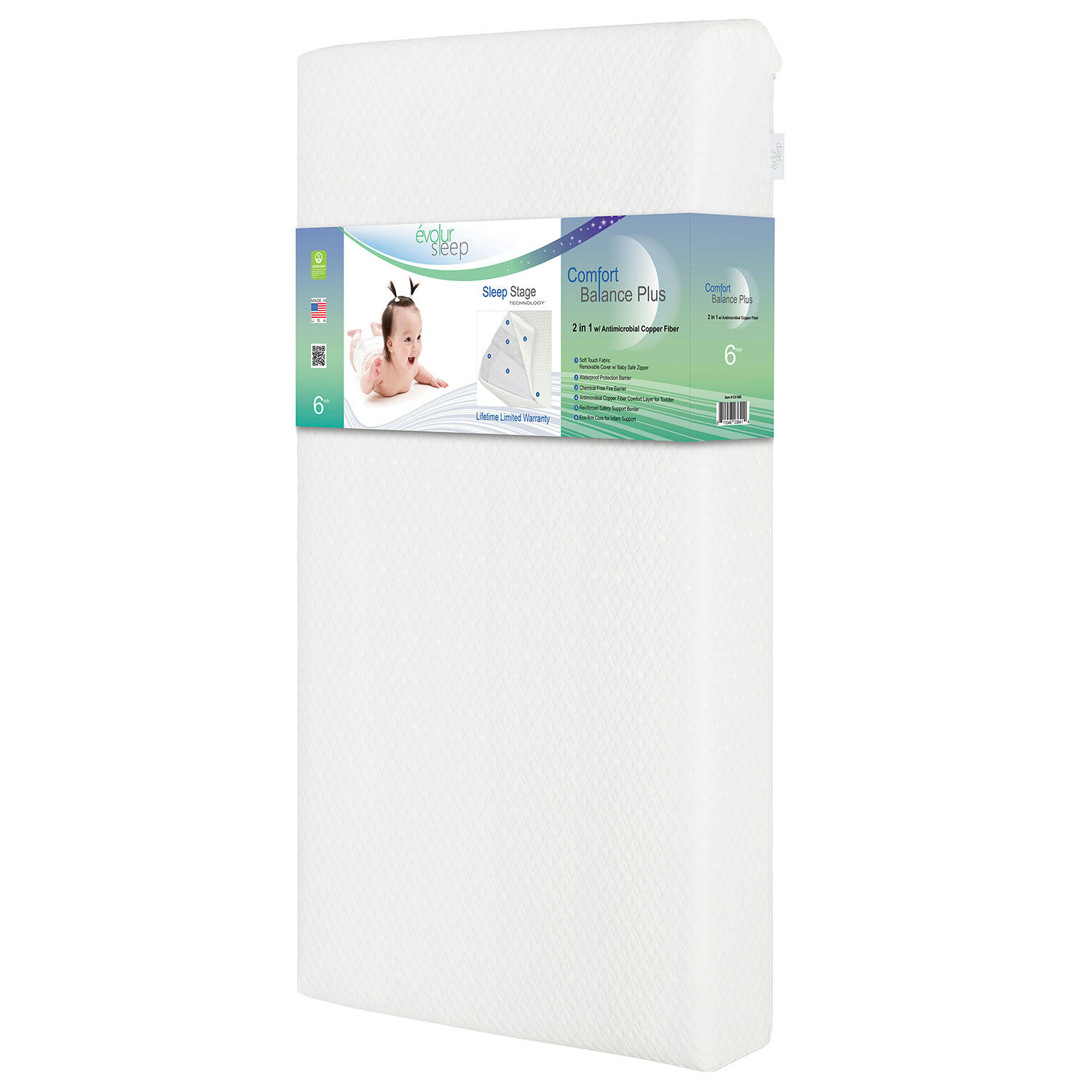 Evolur Coco Comfort Lite Plus Natural Copper Infused Fiber Crib And Toddler Mattress