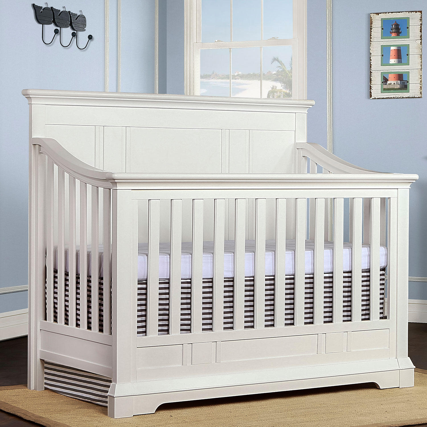 Evolur Parker 5-in-1 Convertible Crib, Winter White