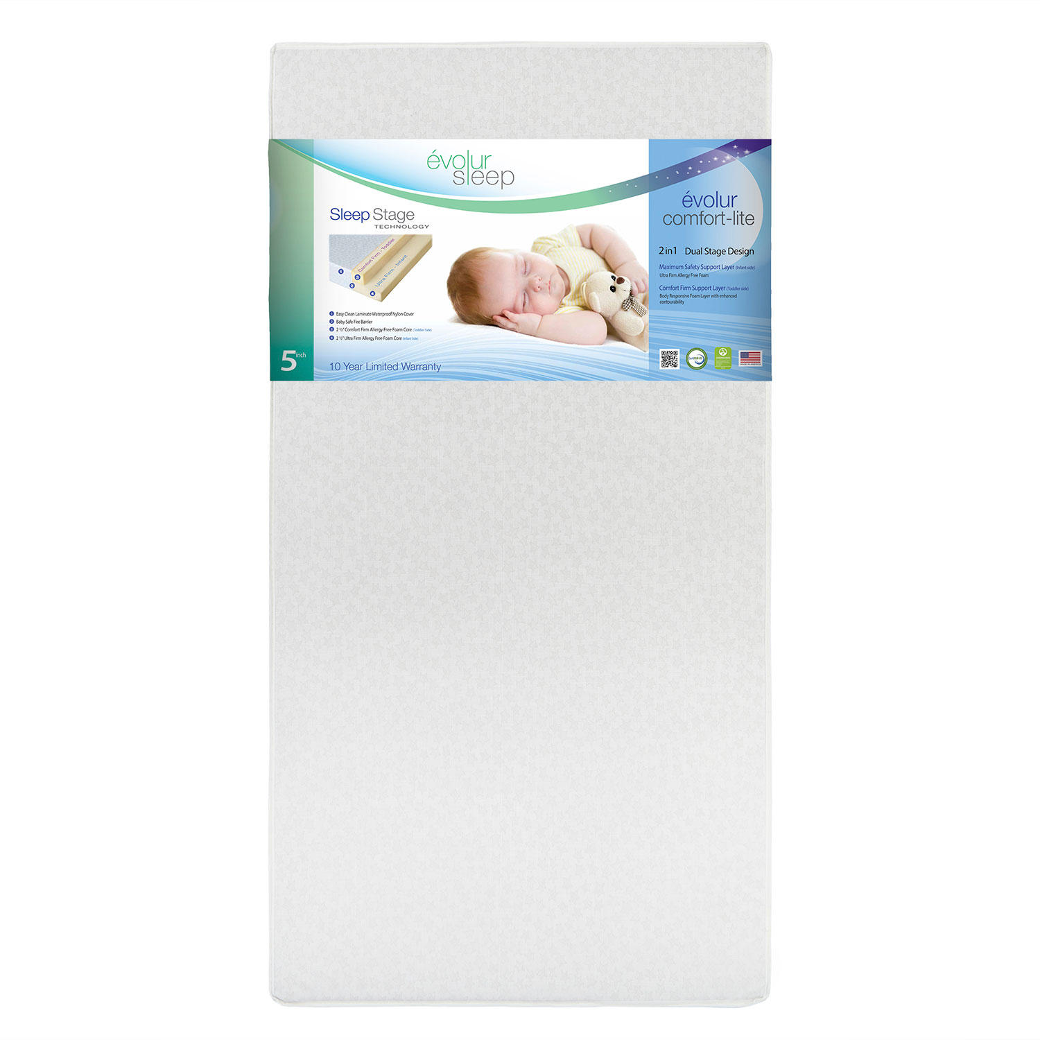Evolur Sleep Silver Star Dual Stage Comfort-Lite Crib Mattress