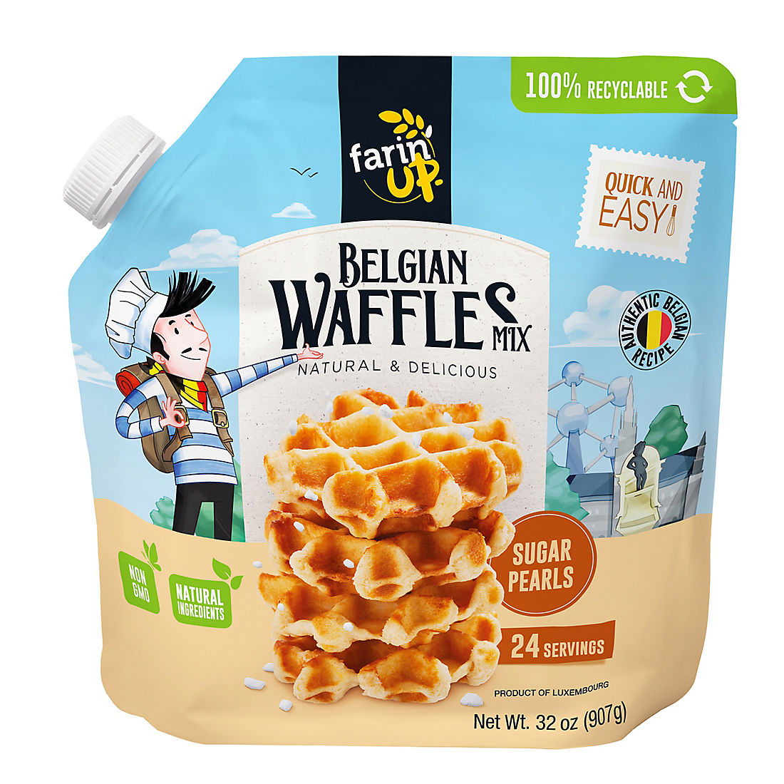 Farin'UP Belgian Waffles Mix, 32 oz.