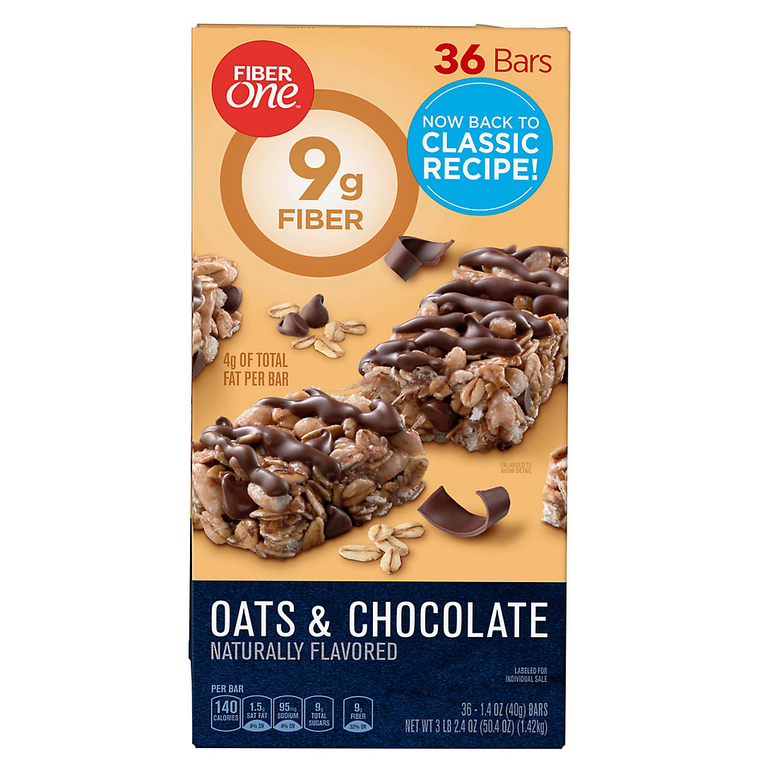 Fiber One Oats and Chocolate Chewy Bars, 36 ct.