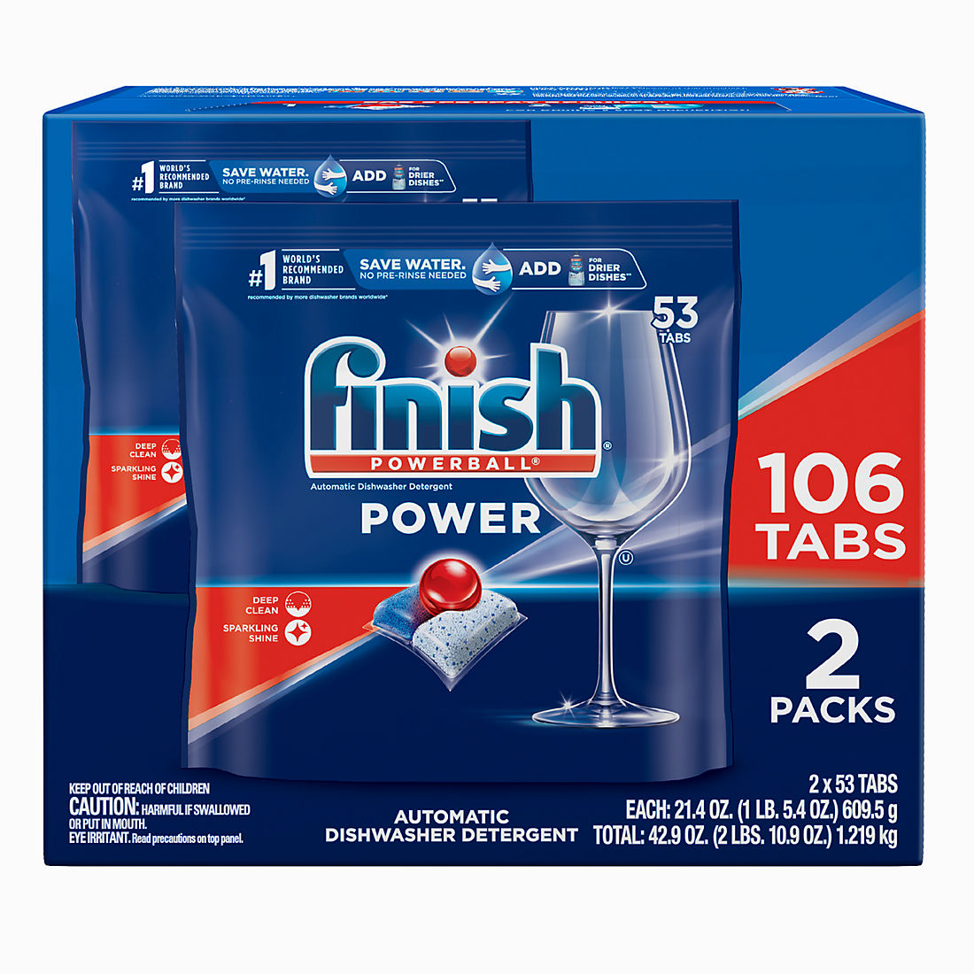 Finish Power Dishwasher Detergent Tabs, 106 ct.