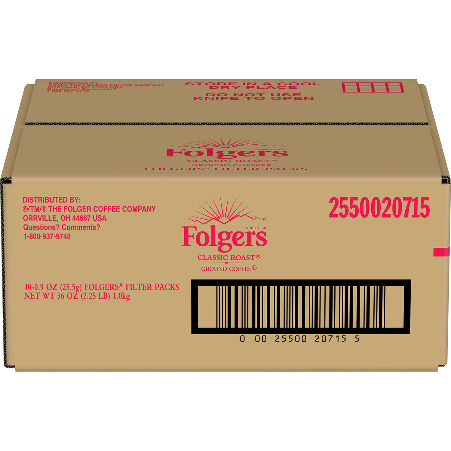 Folgers Classic Roast Ground Coffee, Filter Packs (0.9 oz., 40 ct.)