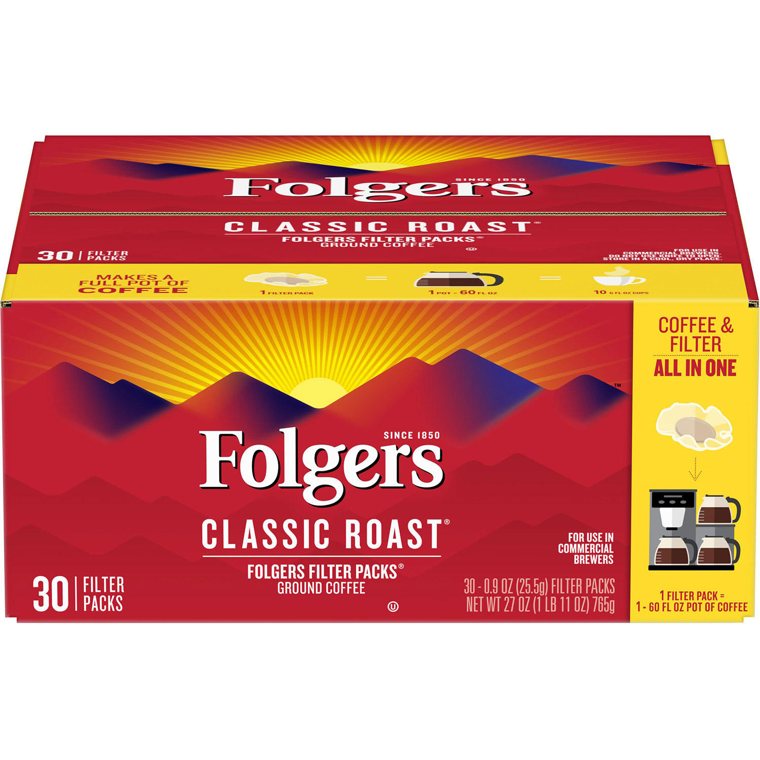 Folgers Filter Packs Coffee, Classic Roast (.9 oz. packs, 30 ct.)