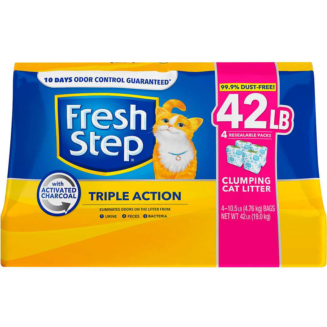 Fresh Step Triple Action Scented Scoopable Cat Litter, 42 lbs.