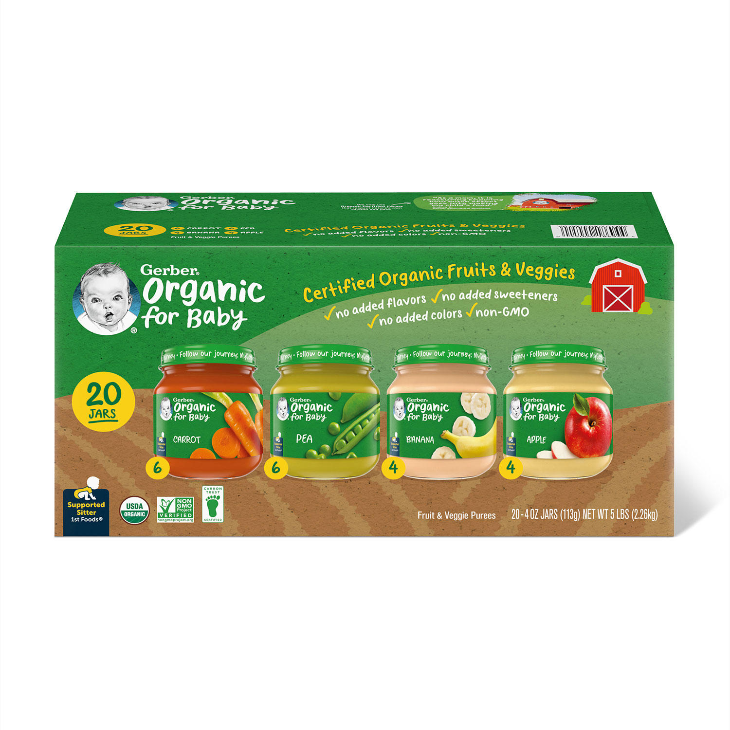 Gerber 1st Foods Organic Baby Food, Fruit & Veggie Value Pack (4 oz., 20 ct.)