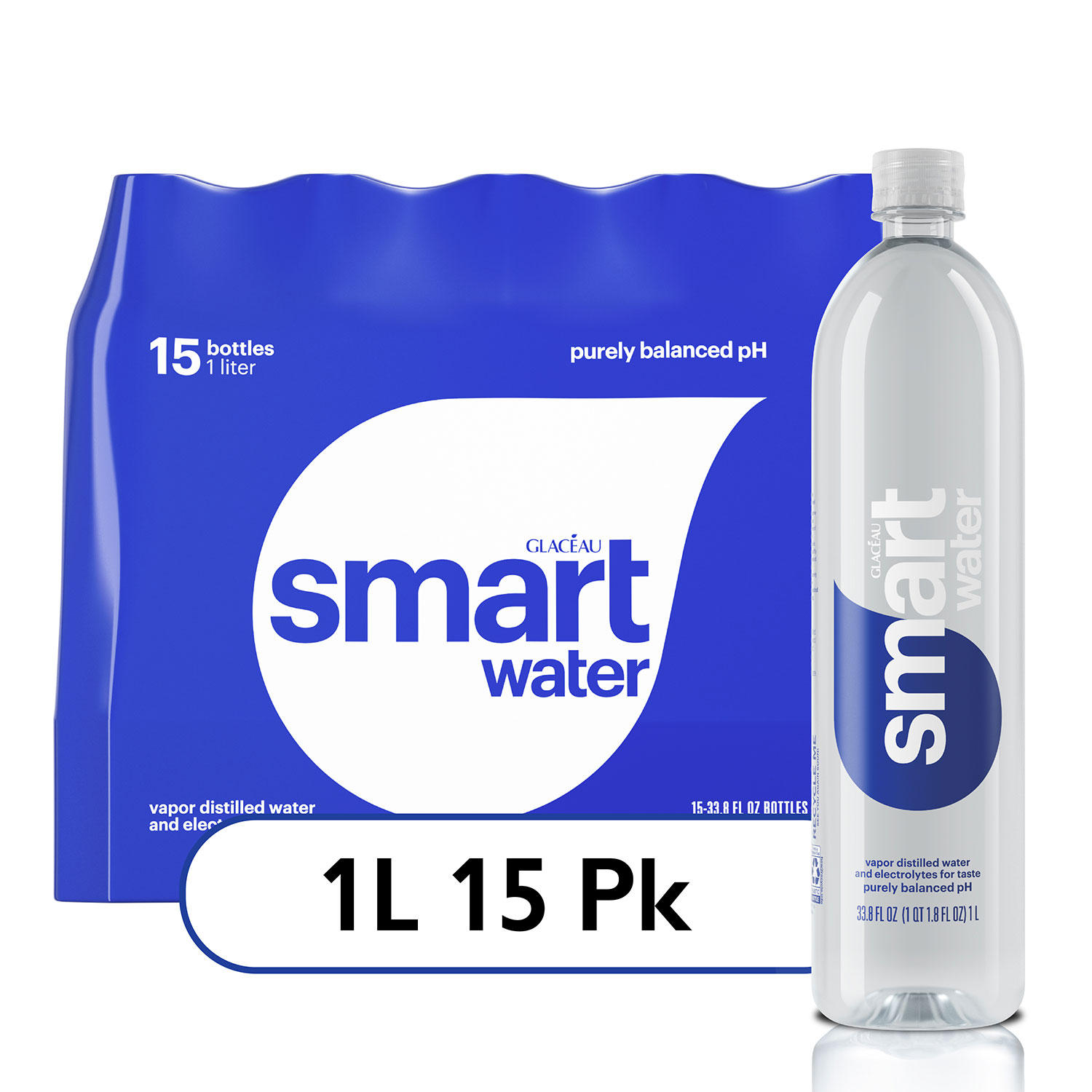 Glaceau SmartWater Distilled Water bottles (1 L., 15 pk.)