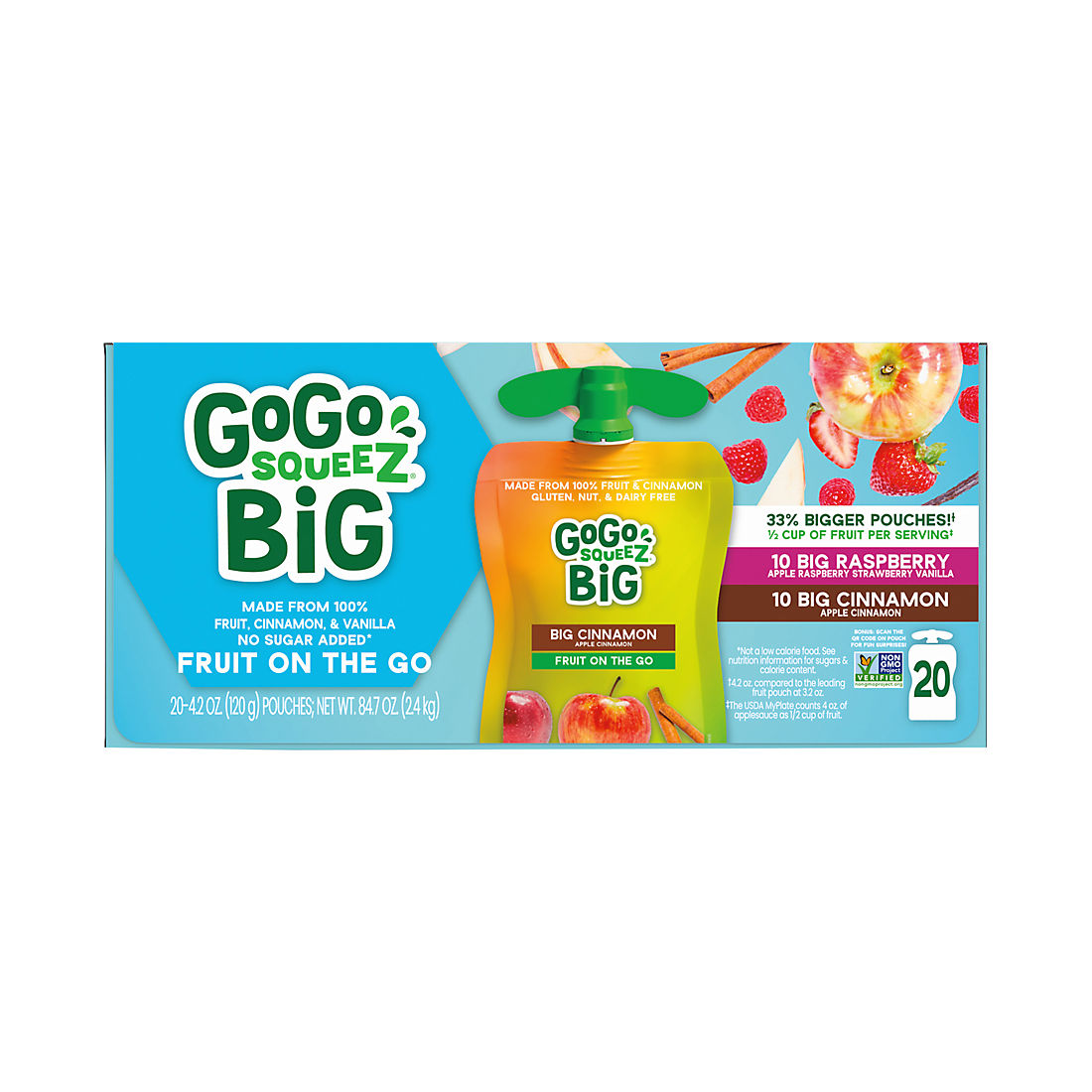 GoGo SqueeZ Big Variety Pack Pouches, 20 pk.