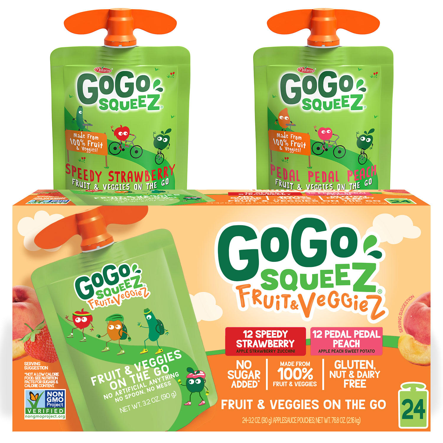 GoGo SqueeZ Fruit & VeggieZ Applesauce Pouches (3.2 oz., 24 ct.)