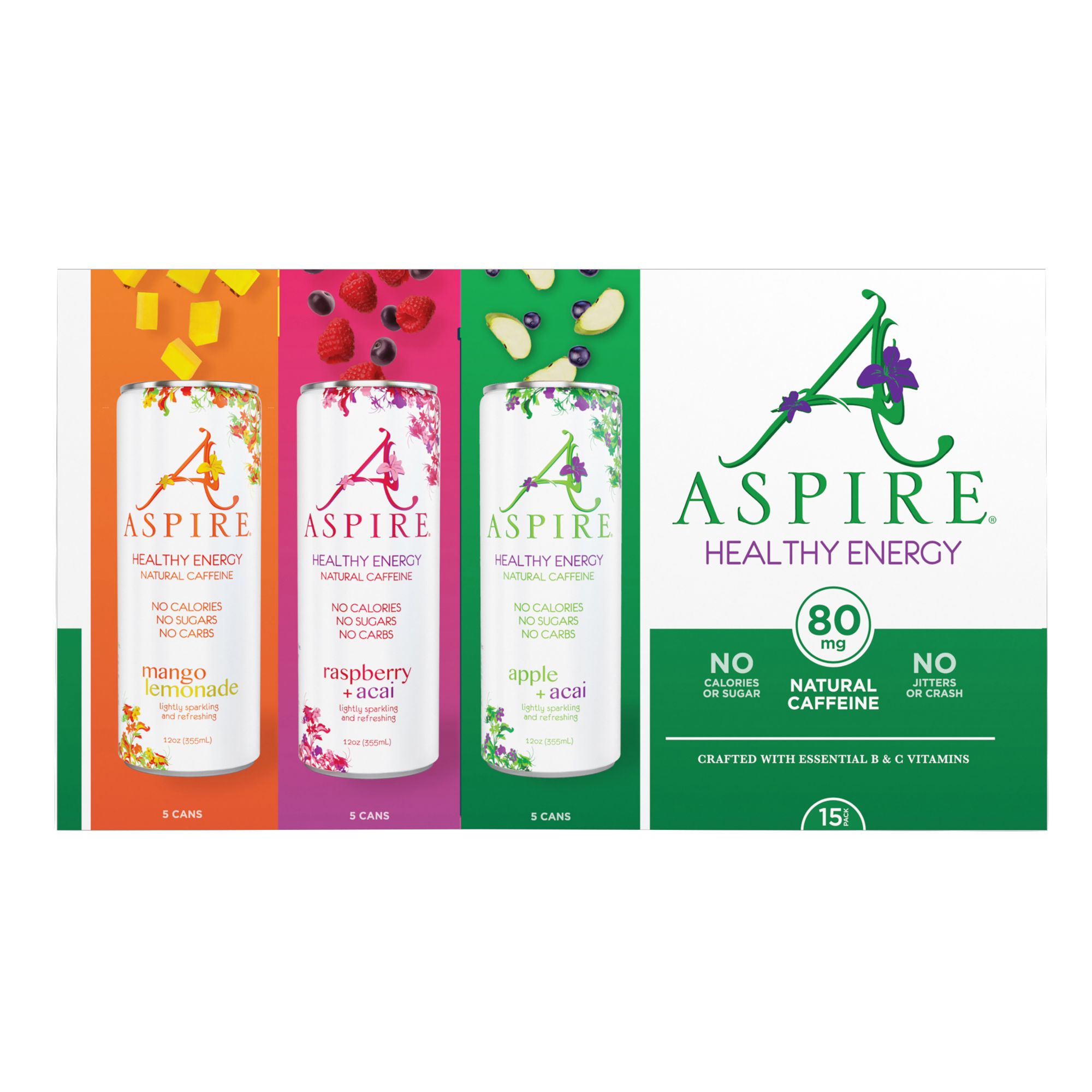 Aspire Energy Drink Variety Pack, 15 pk./12 oz.