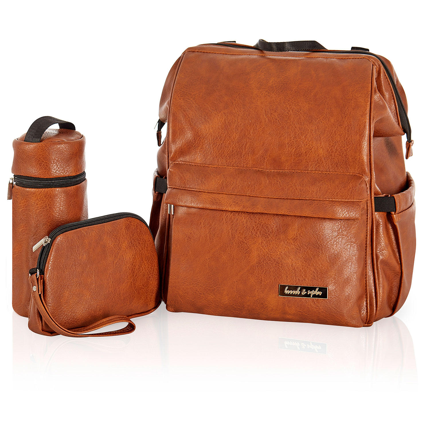 Hannah & Sophia Soho Traverse Diaper Backpack, Cognac