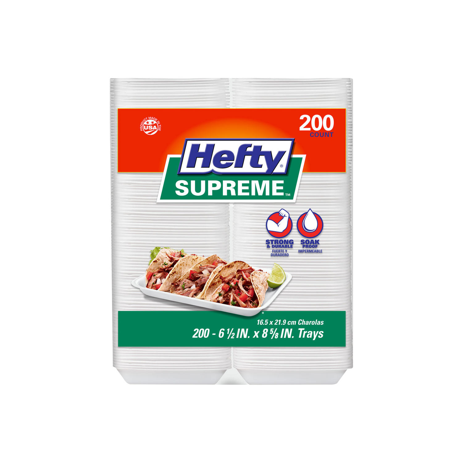 Hefty Supreme Foam Charola Trays, 6.5" x 8.625" (200 ct.)