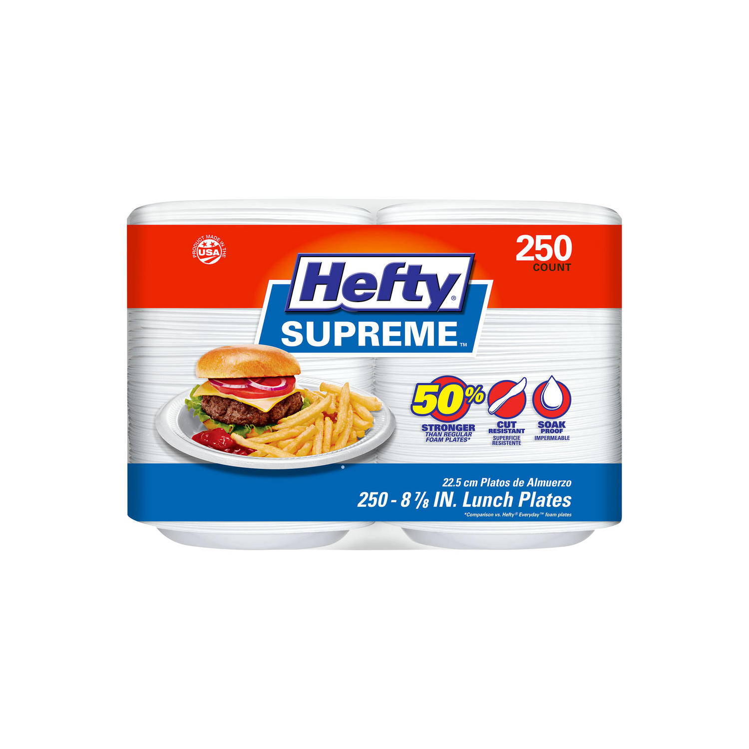 Hefty Supreme Foam Disposable Lunch Plates, 8 7/8" (250 ct.)