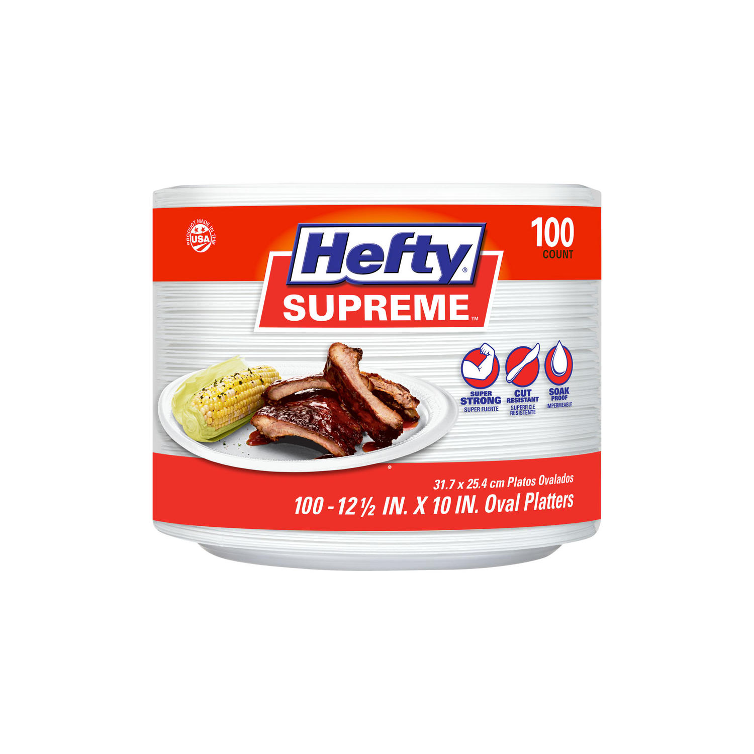 Hefty Supreme Foam Oval Platters, 12.5" x 10" (100 ct.)