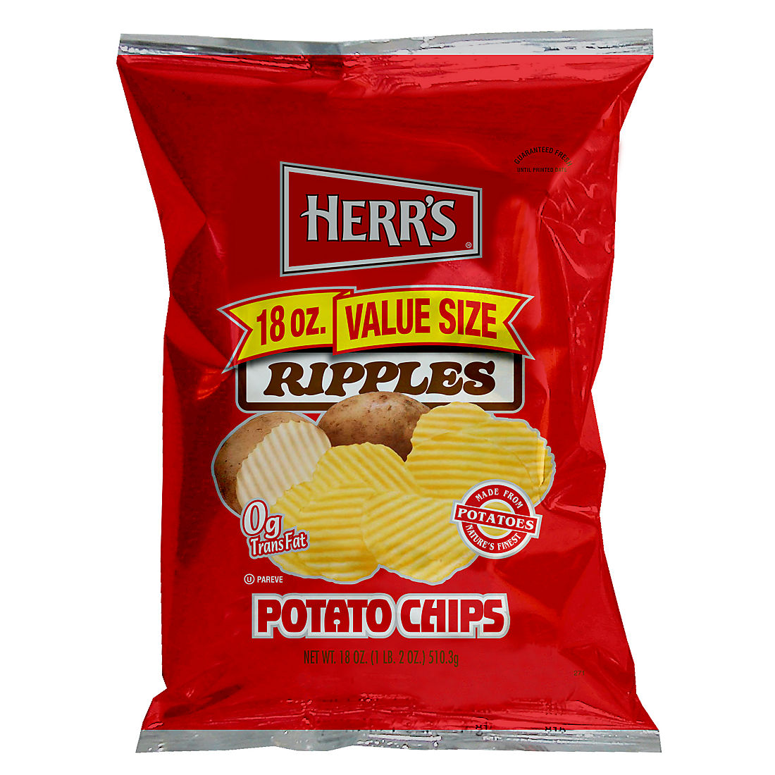HERR'S Ripple Potato Chips, 18 oz.