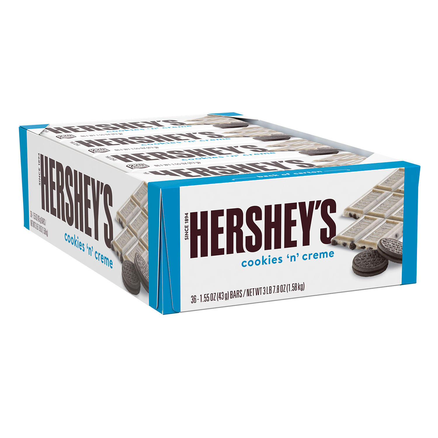 HERSHEY'S COOKIES 'N' CREME Candy, Bulk, Individually Wrapped, Bars (1.55 oz., 36 ct.)