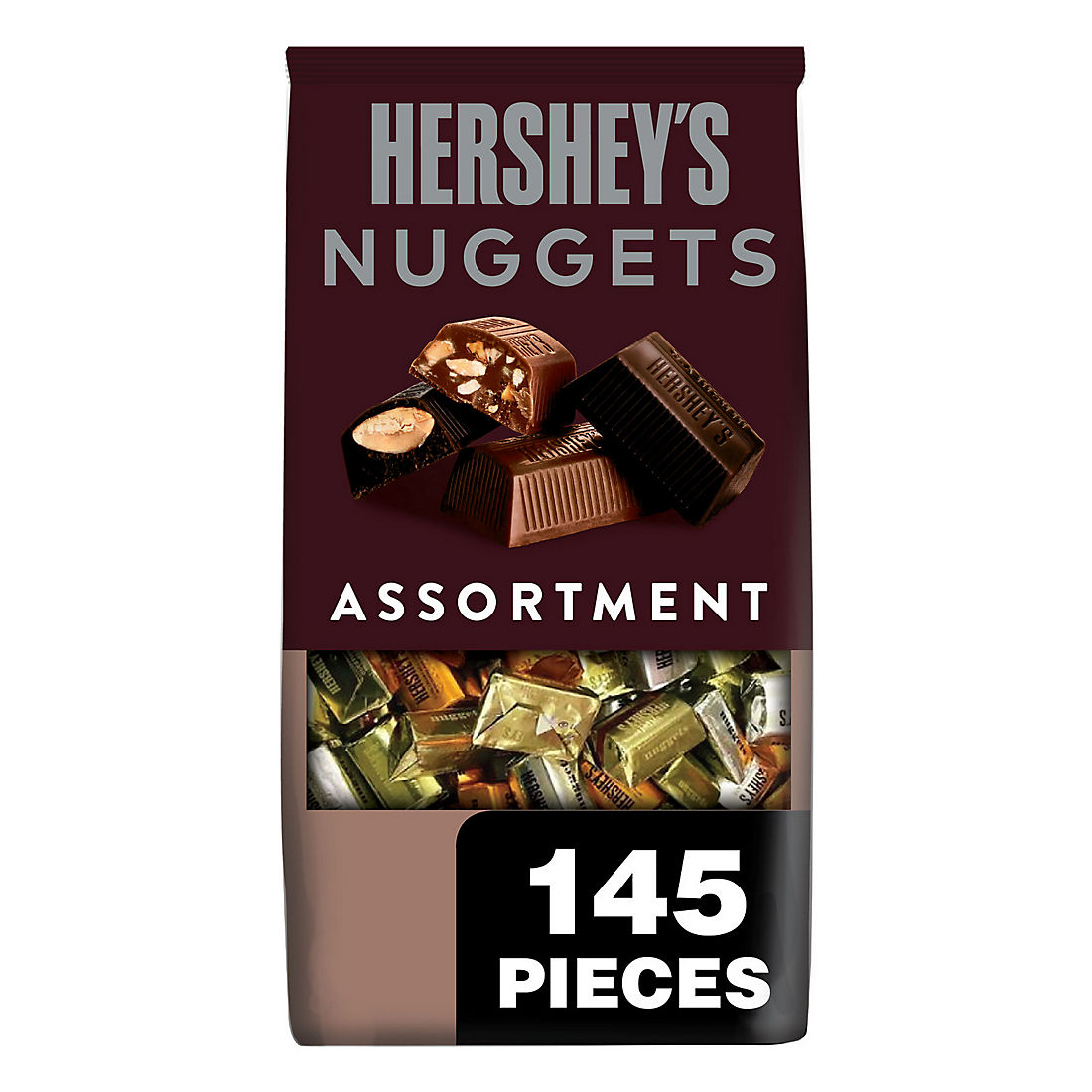 Hershey's Nuggets Snack Size Milk & Dark Chocolate Candy Bars, 145 pk./52 oz.