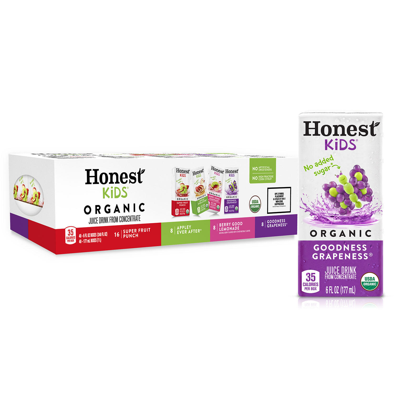 Honest Kids Organic Fruit Juice Drink Boxes Variety Pack (6 oz., 40 pk.)
