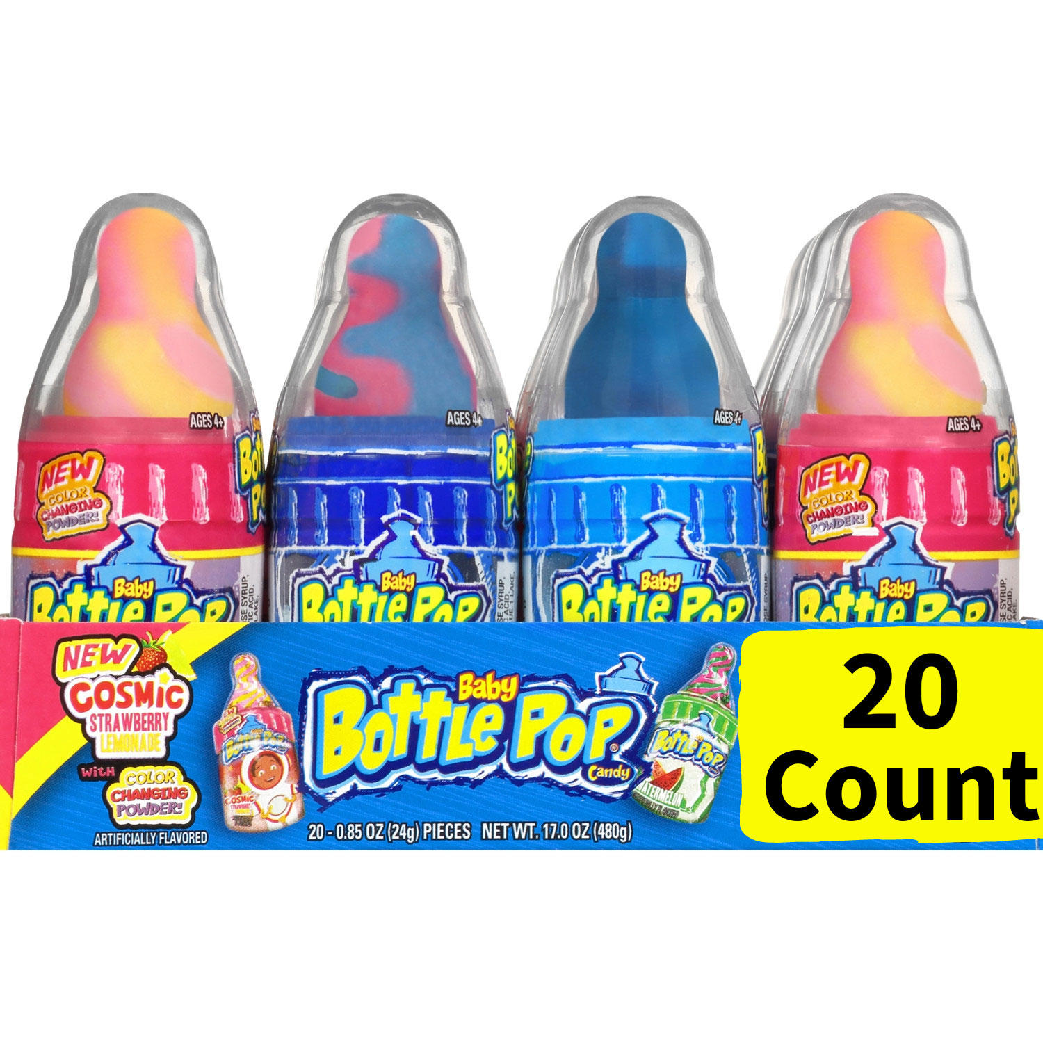 Baby Bottle Pop Original, Assorted Flavor Lollipops with Powdered Candy (0.85 oz., 20 ct.)