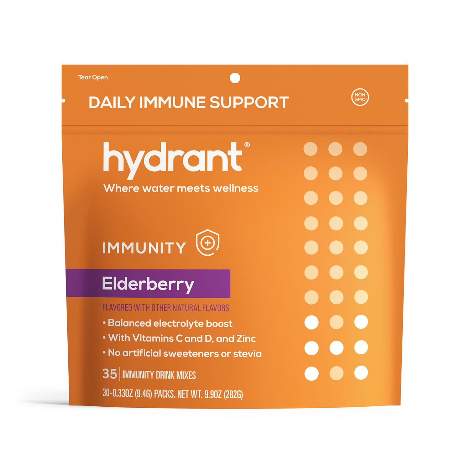 Hydrant Daily Immune Support, Elderberry Immunity Drink Mix Stick Packs (35 ct.)
