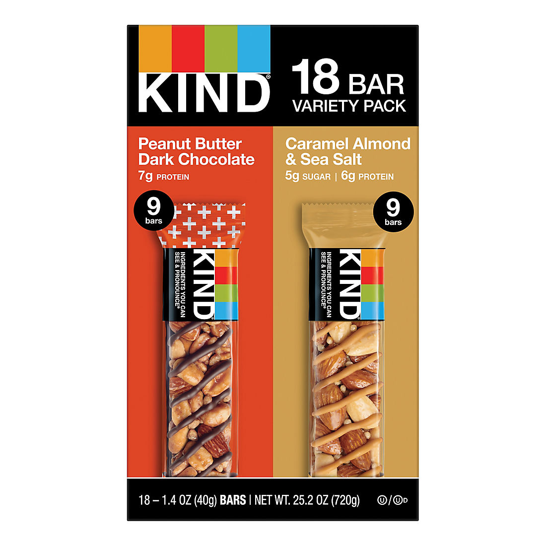 KIND Peanut Butter Dark Chocolate and Caramel Almond & Sea Salt Bars