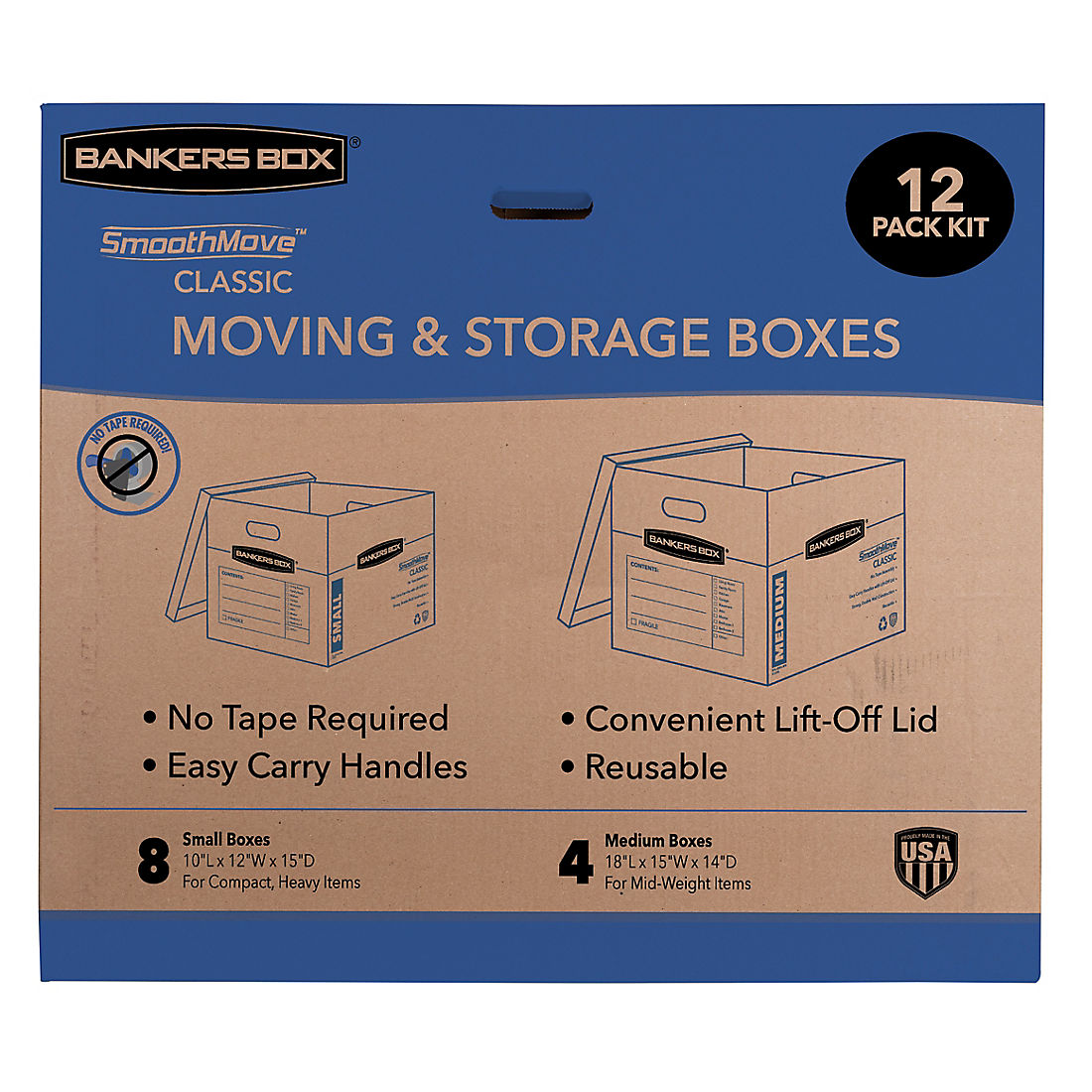 Bankers Box SmoothMove Moving Box Kit, 12 pk.