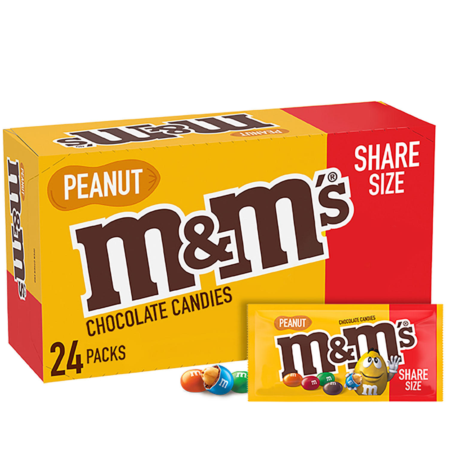 M&M'S Peanut Milk Chocolate Share Size Bulk Candy  (3.27 oz., 24 ct.)
