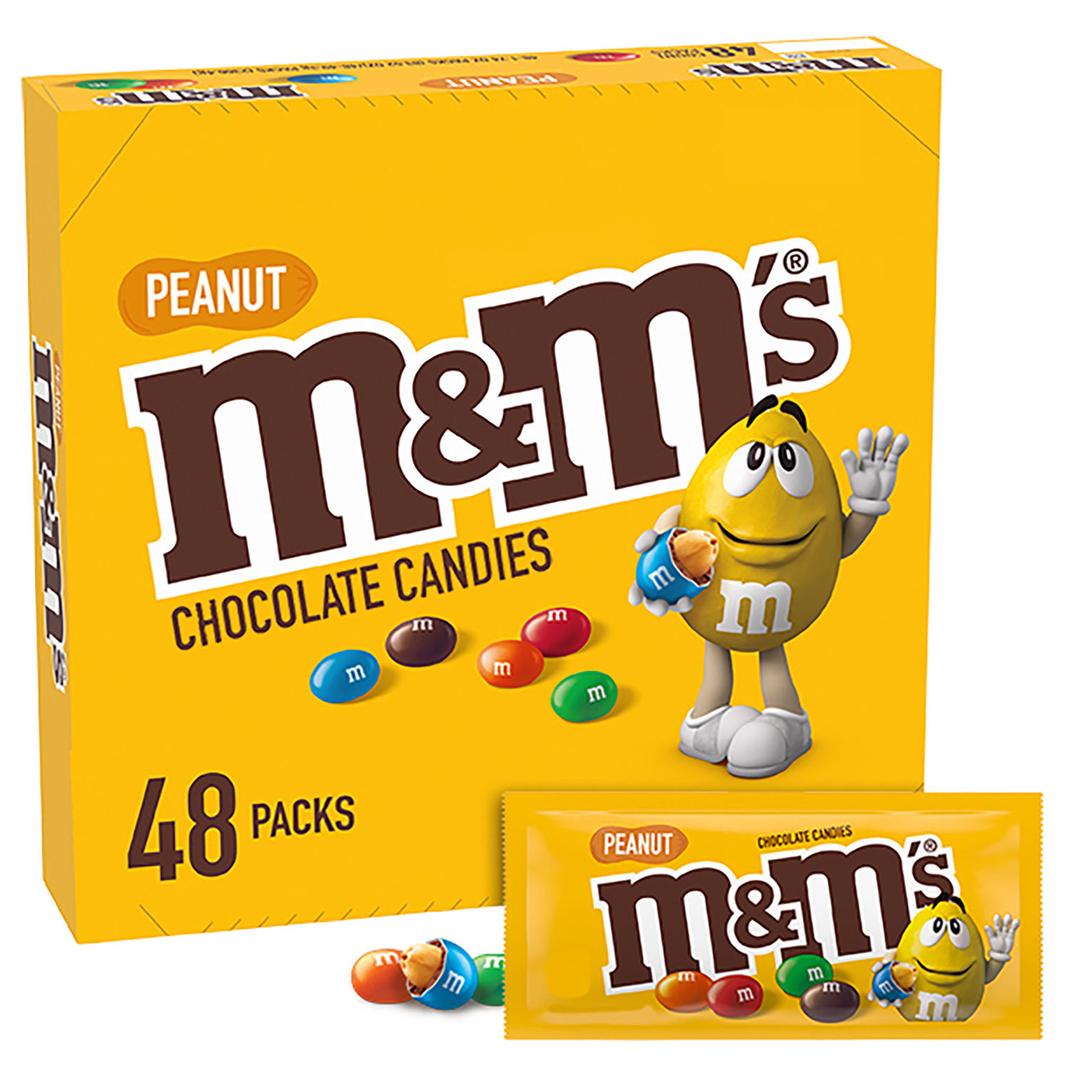 M&M'S Peanut Milk Chocolates Full Size Chocolate Candy Bulk Candy (1.74 oz., 48 ct.)