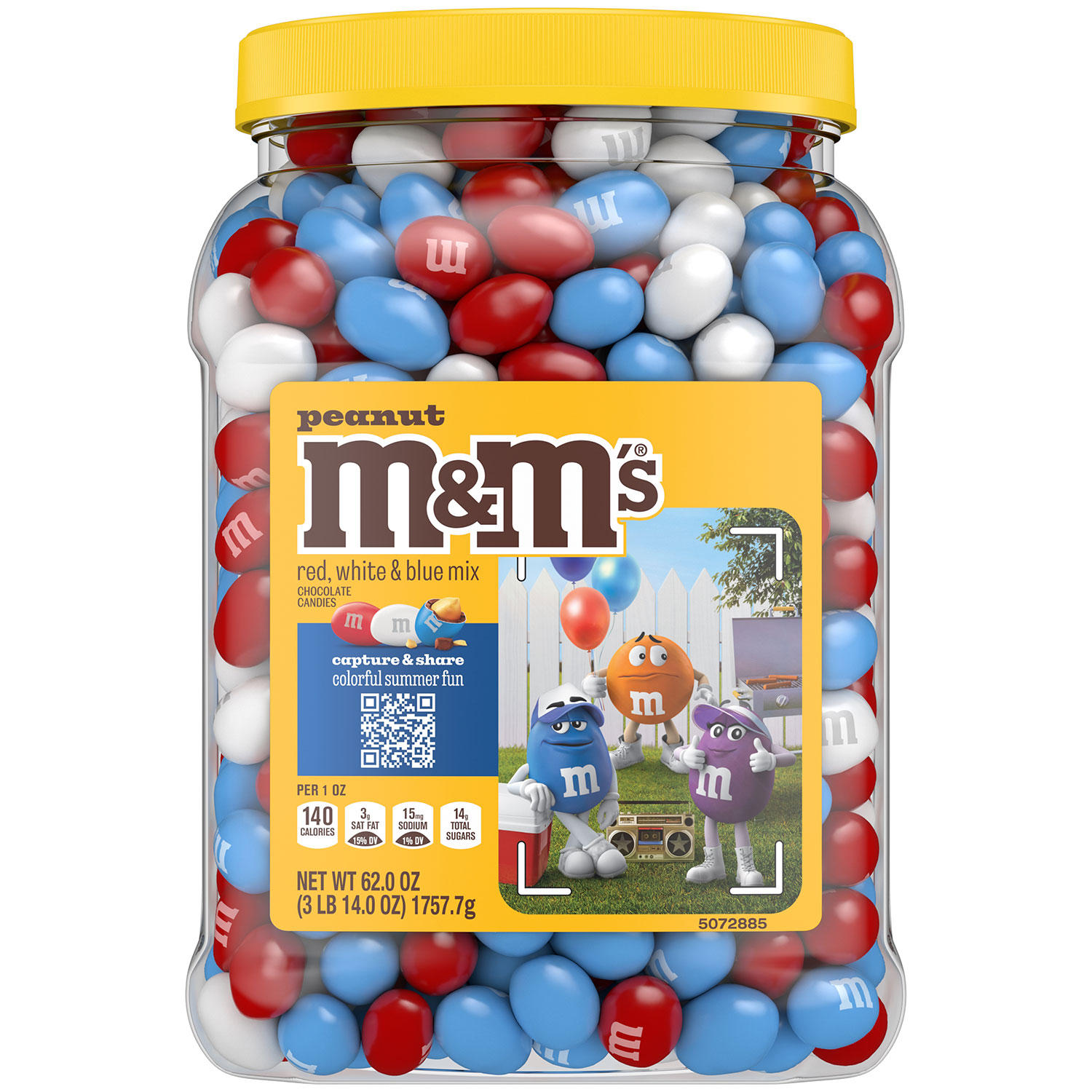 M&M'S Peanut Red, White and Blue Milk Chocolate Bulk Candy Jar (62 oz.)