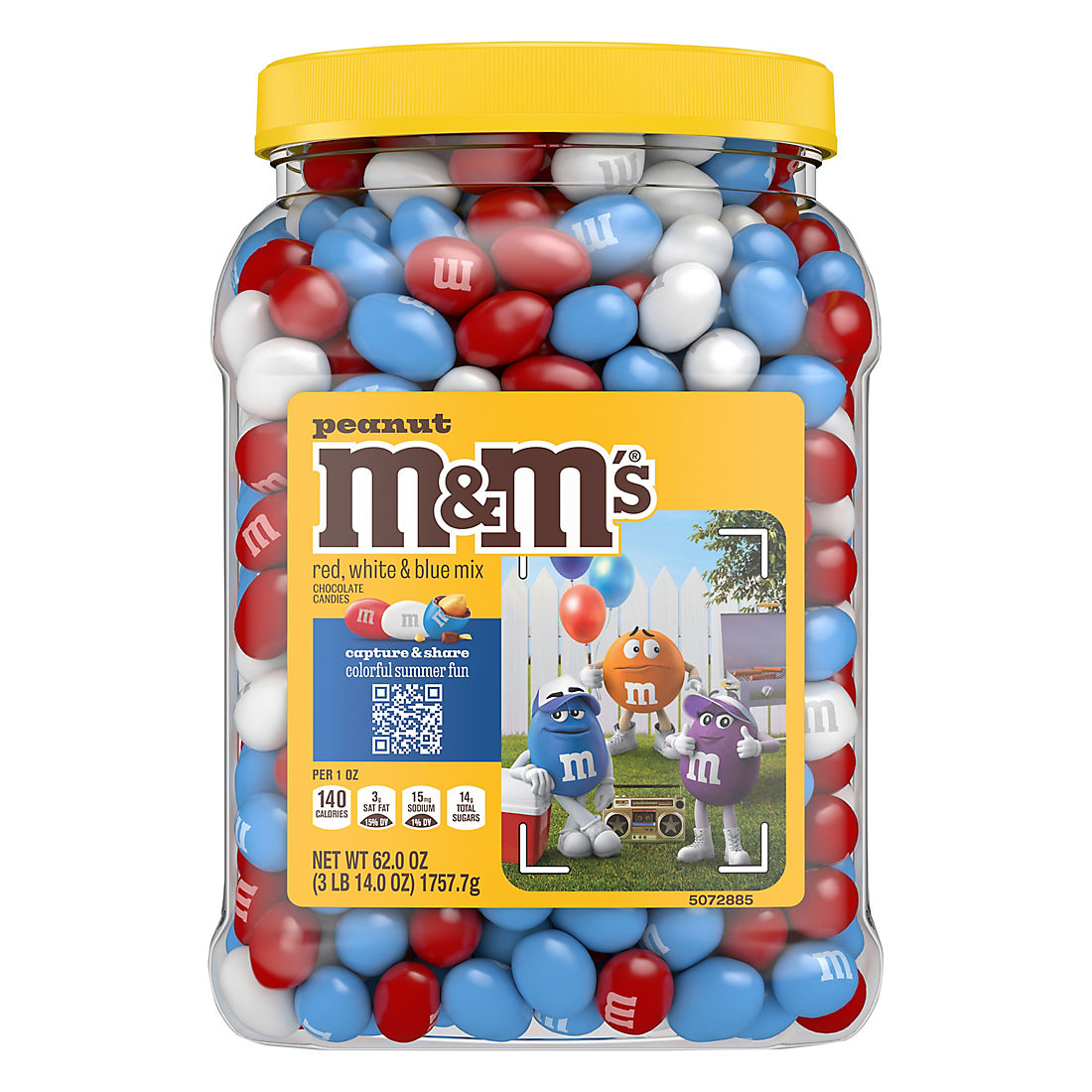 M&M's Red, White & Blue Patriotic Mix Peanut Chocolate Bulk Candy, 62 oz.