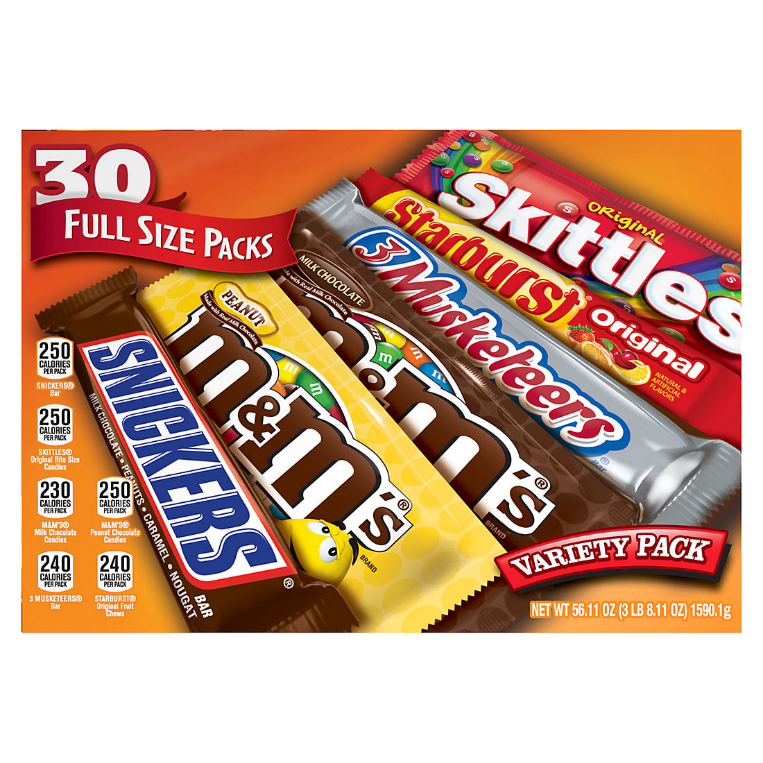 M&M's, Snickers, Skittles And More Chocolate Candy Bars, Bulk Full Size Fundraiser Candy, 30 ct.