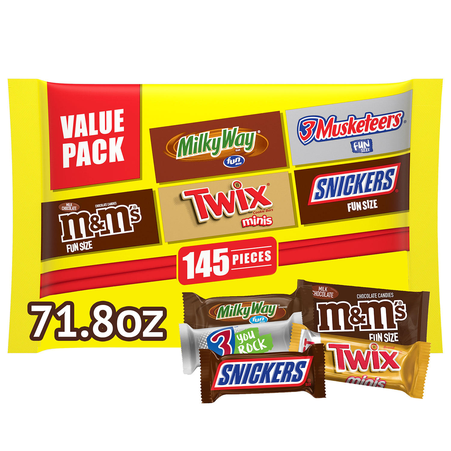 M&M's, Twix, Snickers & More Bulk Assorted Variety Pack (71.8 oz., 145 ct.)