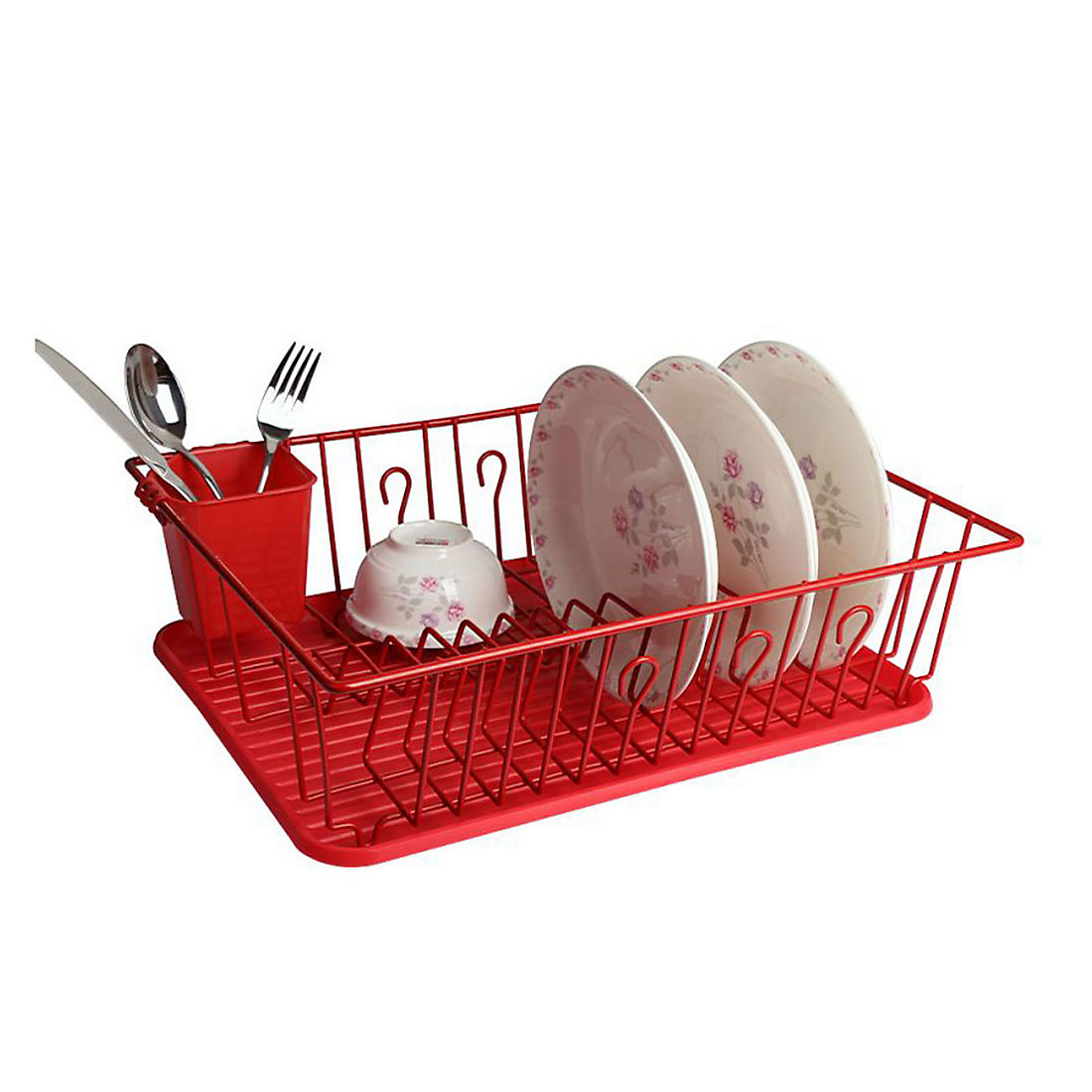 MegaChef 17.5" Red Dish Rack