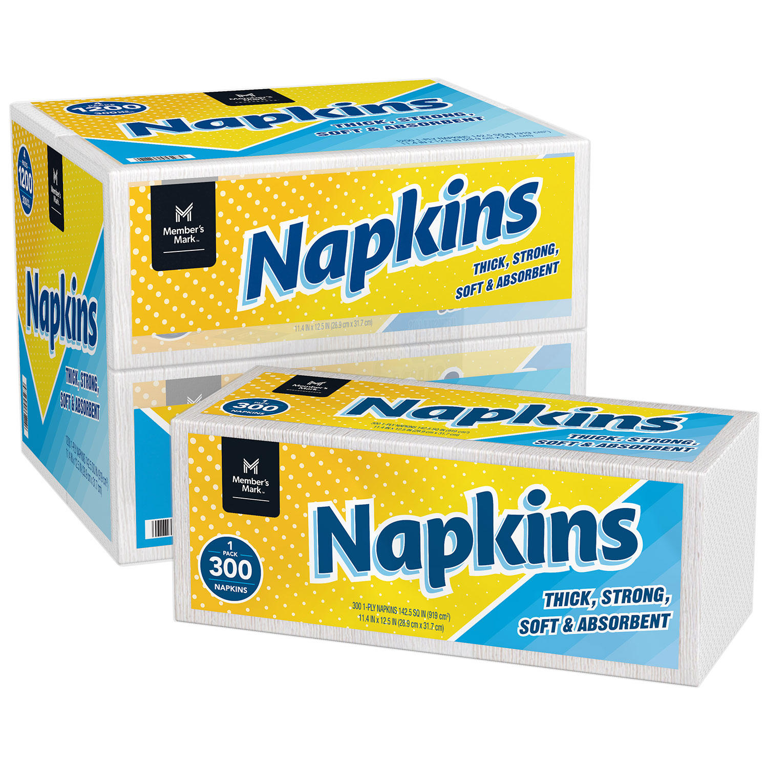 Member's Mark 1-Ply Everyday Napkins, 11.4" x 12.5" (300/pk., 4 pk.)