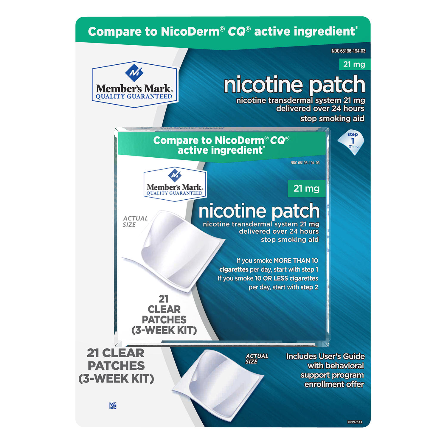 Member's Mark 21mg Nicotine Patch, Step 1 (21 ct.)