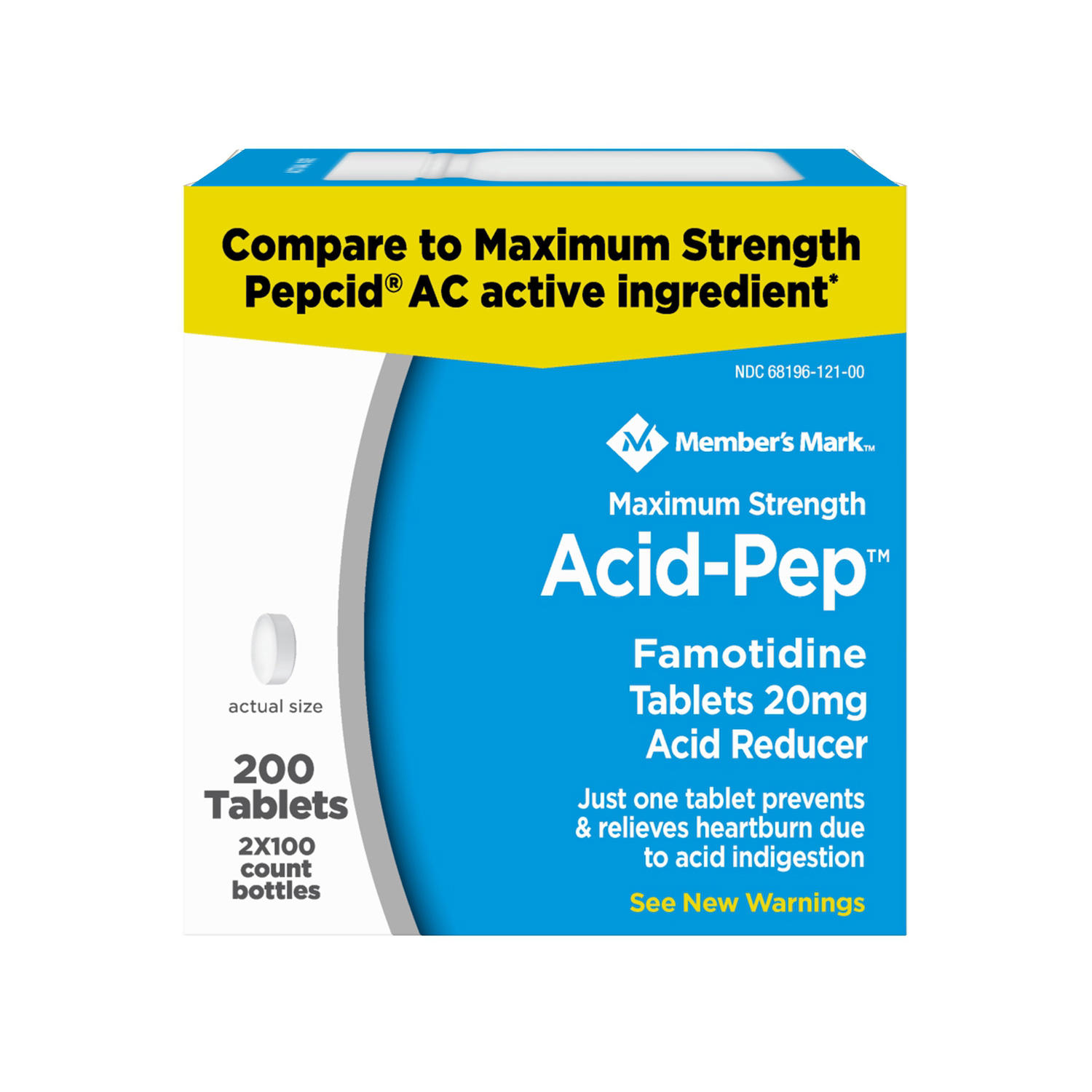 Member’s Mark Acid-Pep Famotidine Tablets, 20 mg. (2pk., 100 ct./pk.)