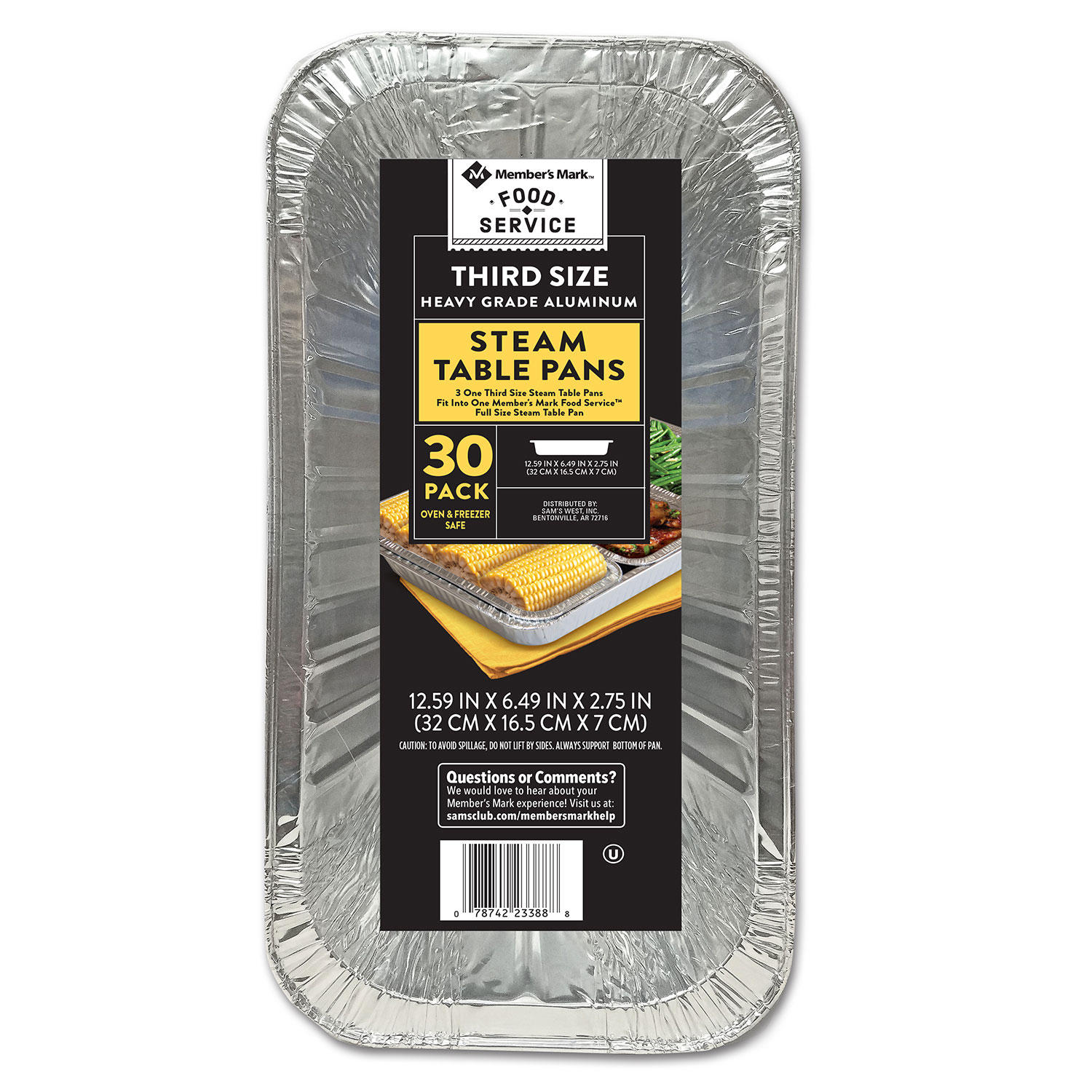 Member's Mark Aluminum Steam Table Pans, 1/3 Size (30 ct.)
