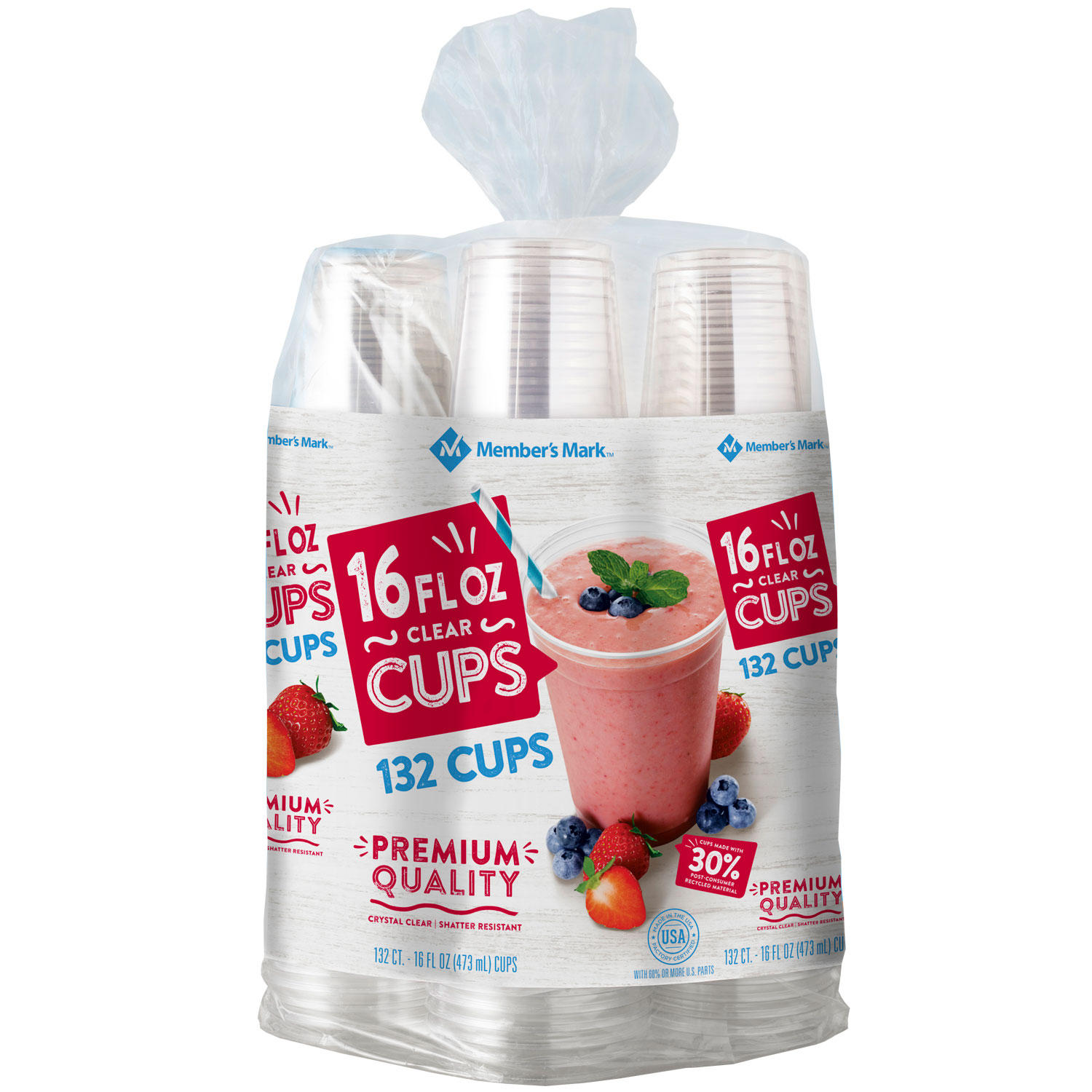 Member's Mark Clear Plastic Cups, 16 oz. (132 ct.)