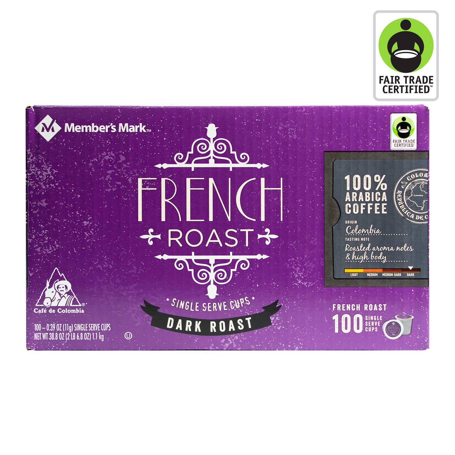 Member's Mark Fair Trade Certified Coffee Single-Serve Cups, French Roast (100 ct.)