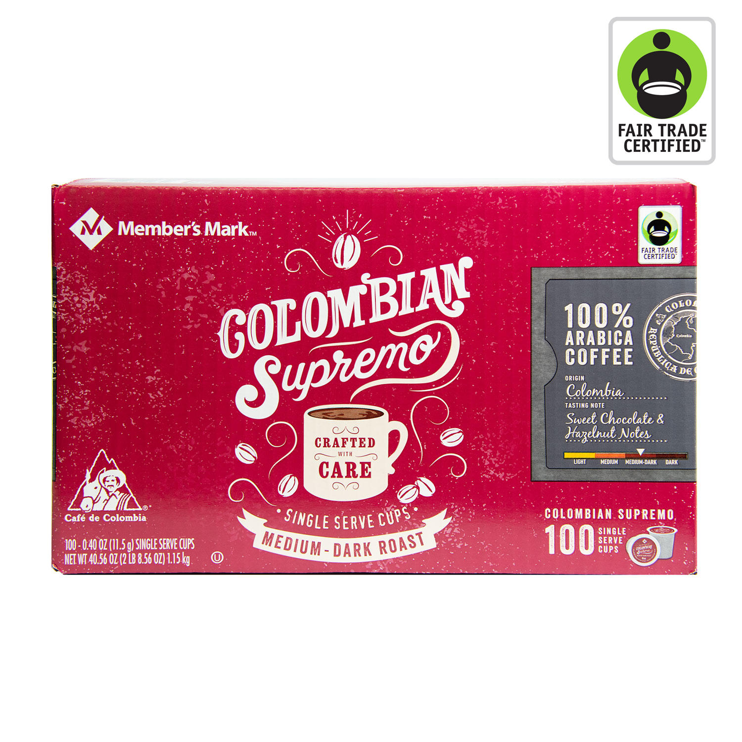 Member's Mark Fair Trade Certified Single-Serve Cups, Colombian Supremo (100 ct.)
