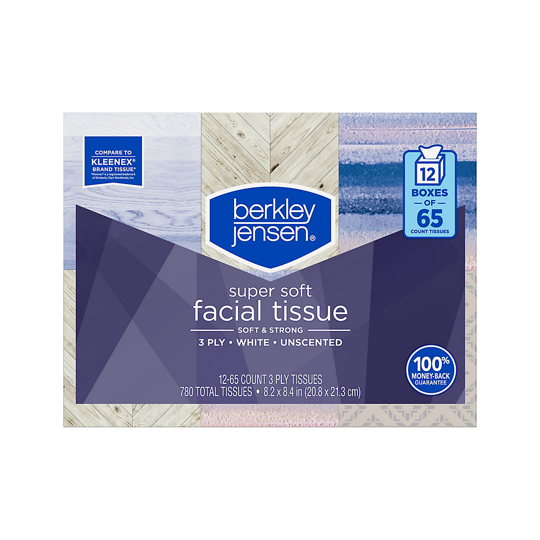Berkley Jensen 3 Ply Facial Tissue, 65 ct./12 pk.