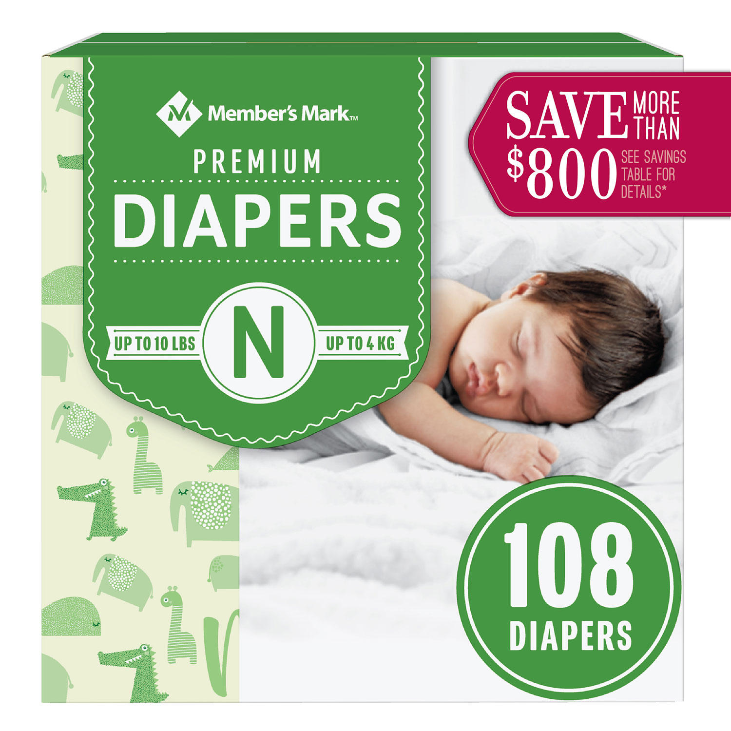 Member's Mark Premium Baby Diapers (Sizes: Newborn-7)
