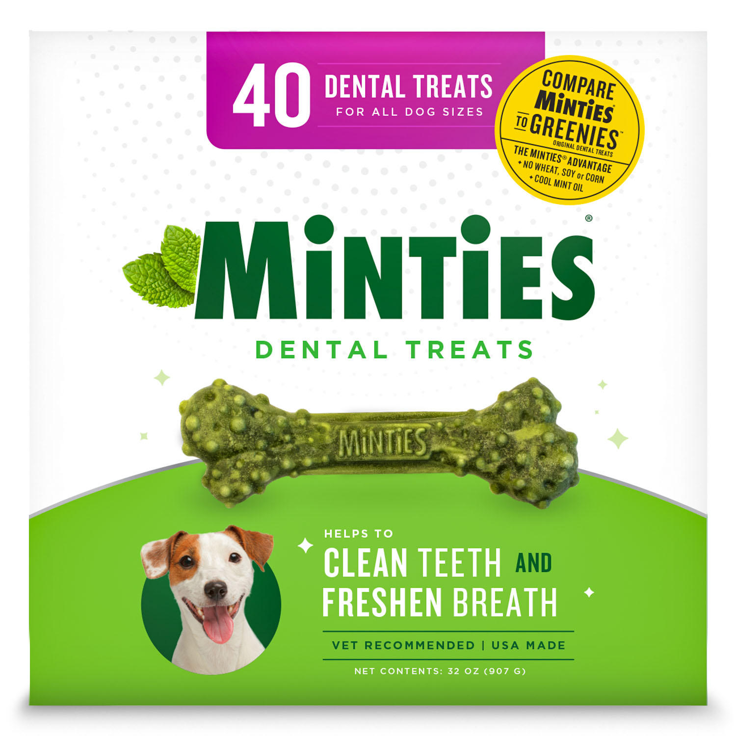 Minties Dental Dog Bone Treats, Maximum Mint (40 ct.)