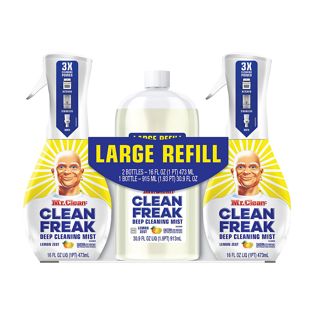 Mr. Clean, Clean Freak Deep Cleaning Mist Multi-Surface Spray with Febreze Lemon Zest Scent Starter Kit and Refill Bundle Pack