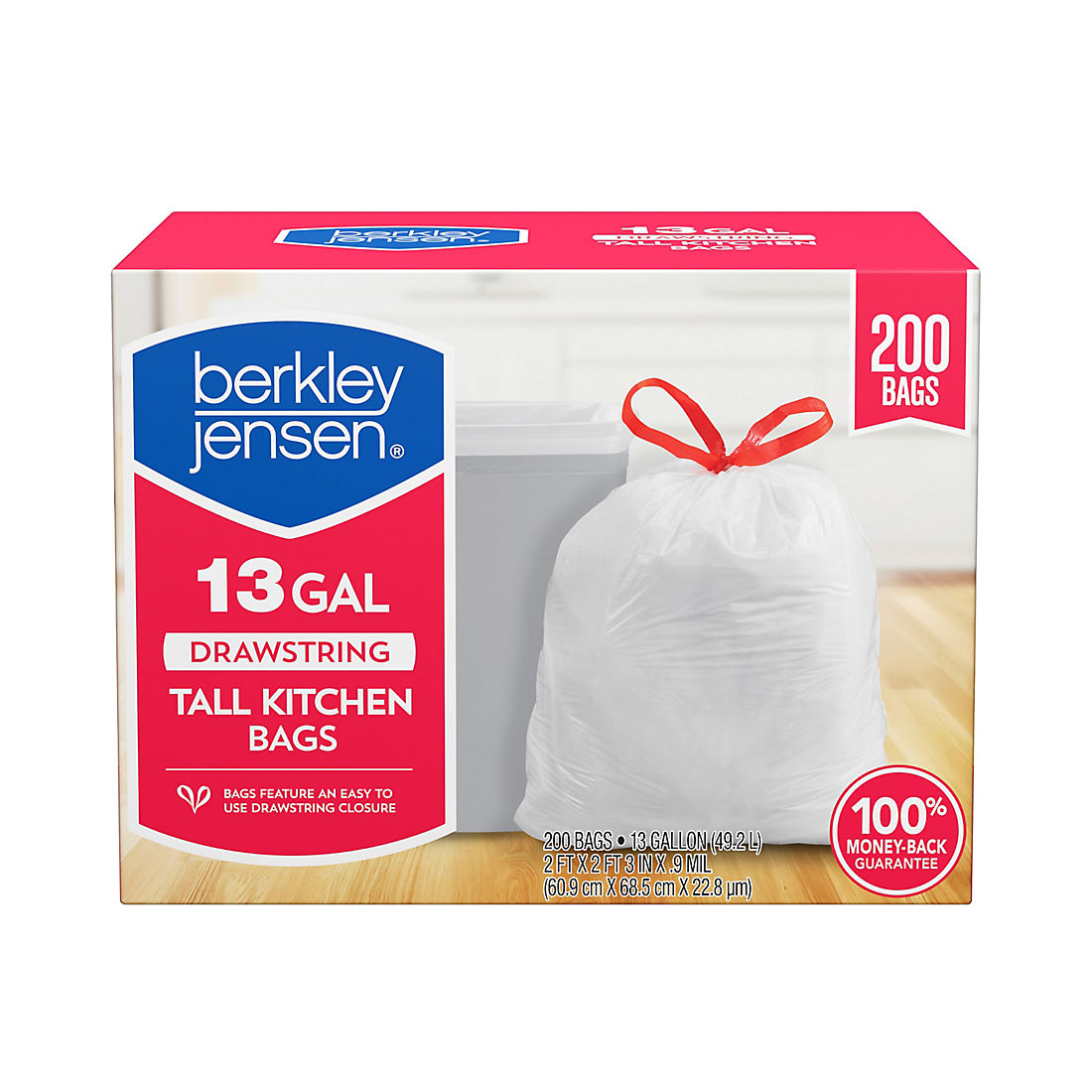 Berkley Jensen Drawstring Tall Kitchen Bags, 200 ct./13 gal.