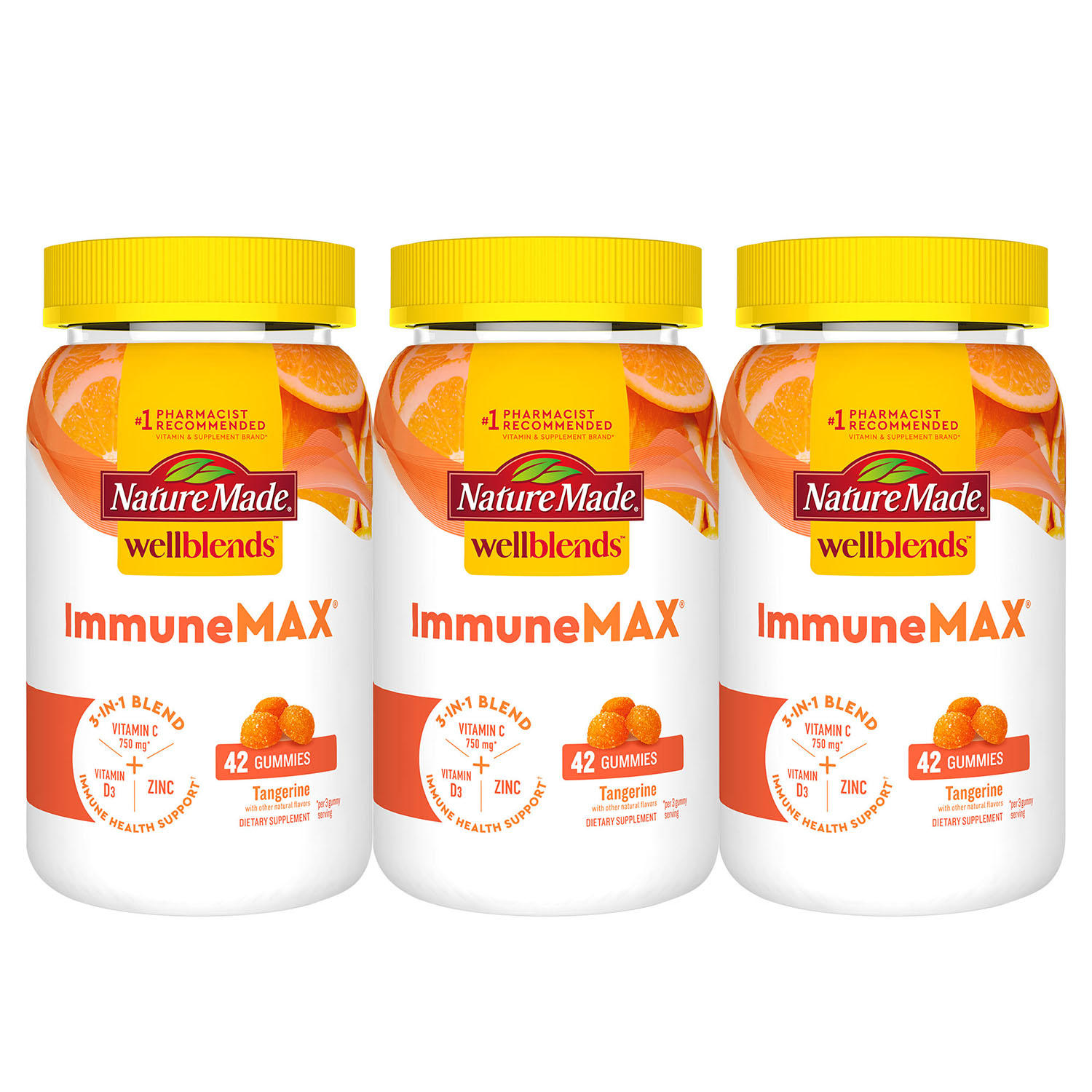 Nature Made Wellblends ImmuneMax Gummies, 3-in-1 Blend (3 pk., 42 ct./pk.)