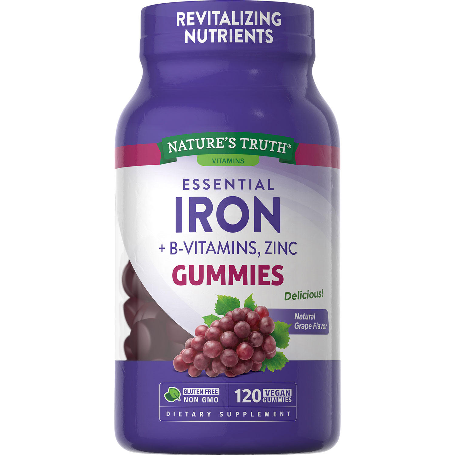 Nature's Truth Iron Gummies with B-Vitamins + Zinc, Natural Grape Flavor (120 ct.)