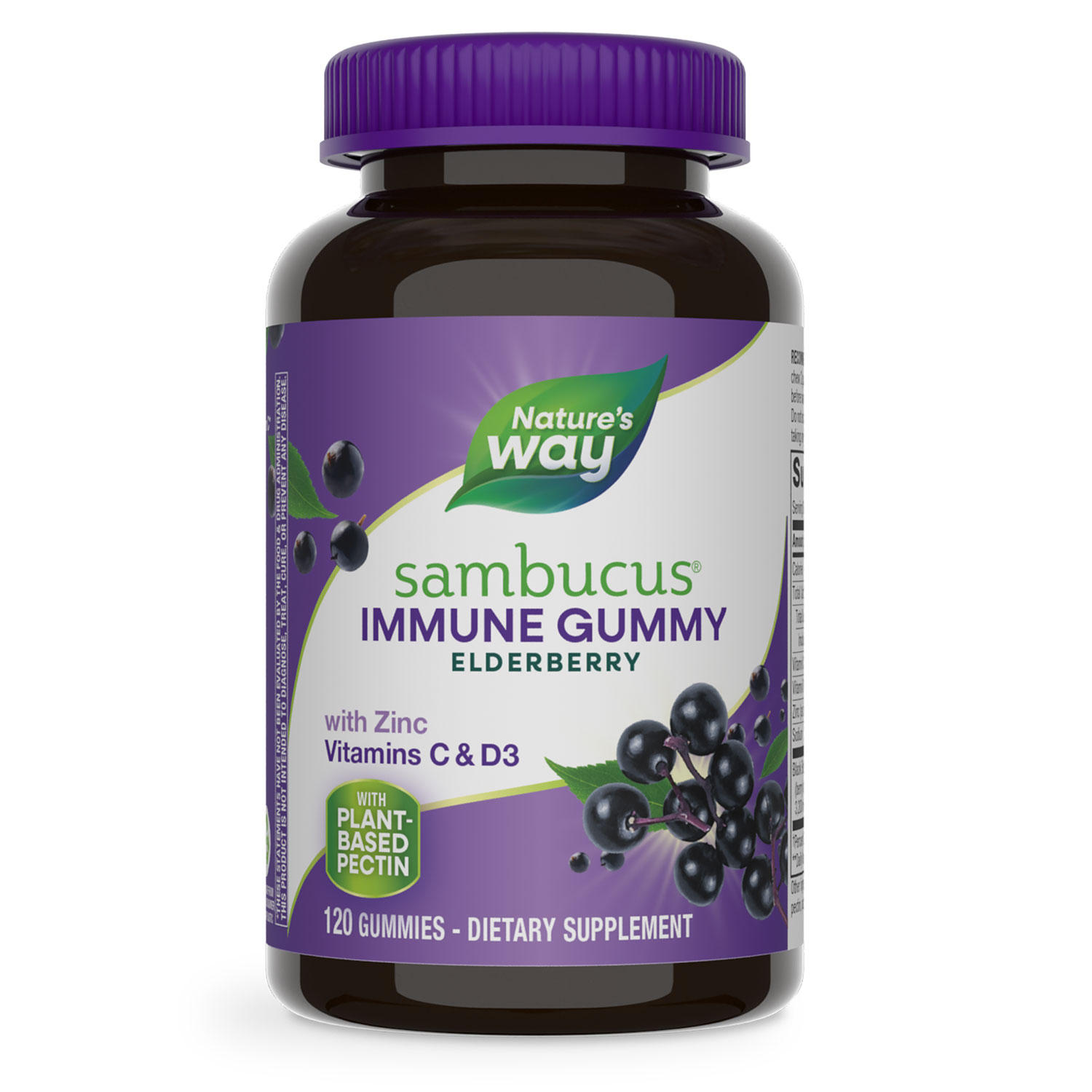 Nature's Way Sambucus Elderberry Herbal Supplement Gummies, Gluten Free (120 ct.)