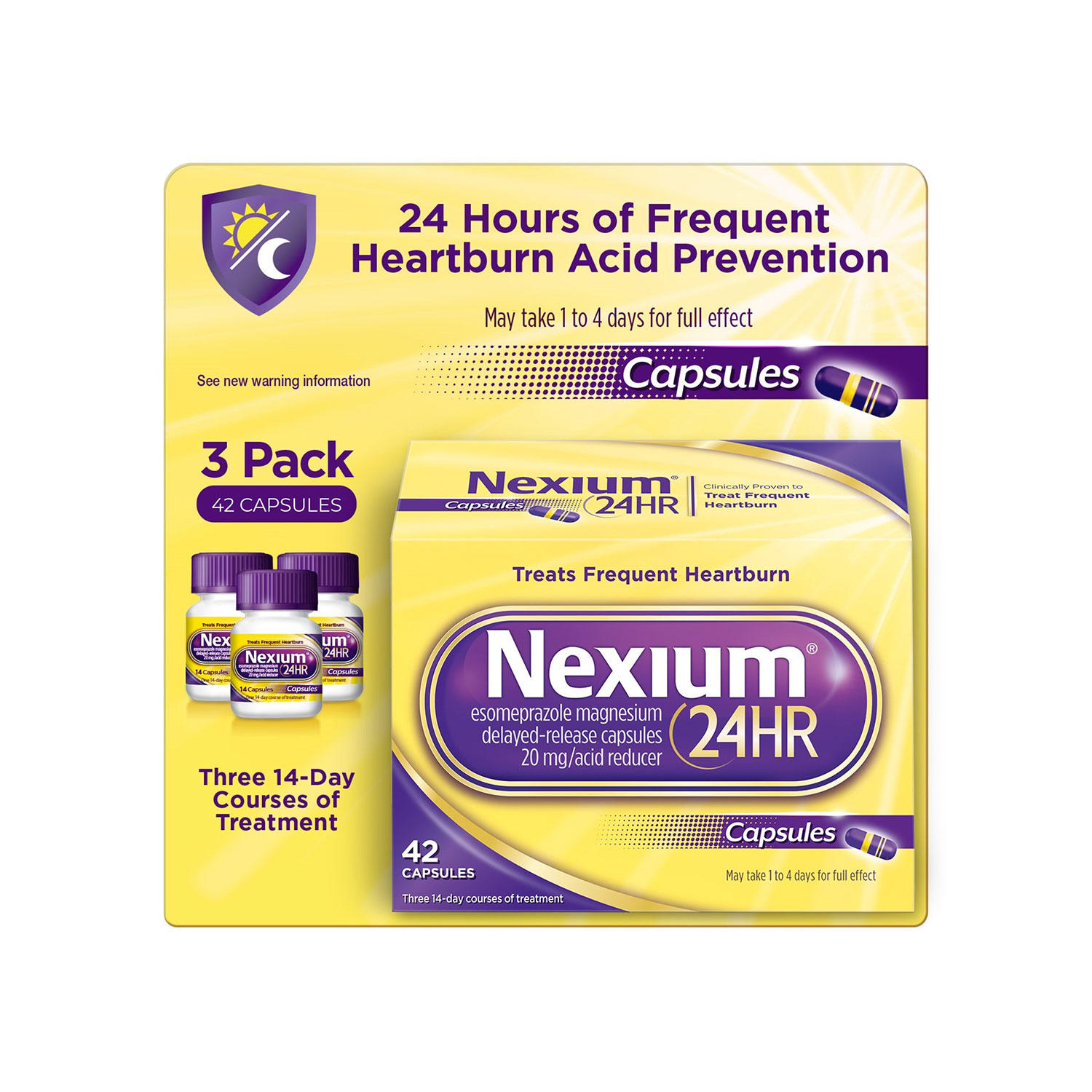Nexium 24HR Delayed Release Heartburn Relief Capsules, Esomeprazole Magnesium Acid Reducer, 20 mg. (14 ct., 3 pk.)